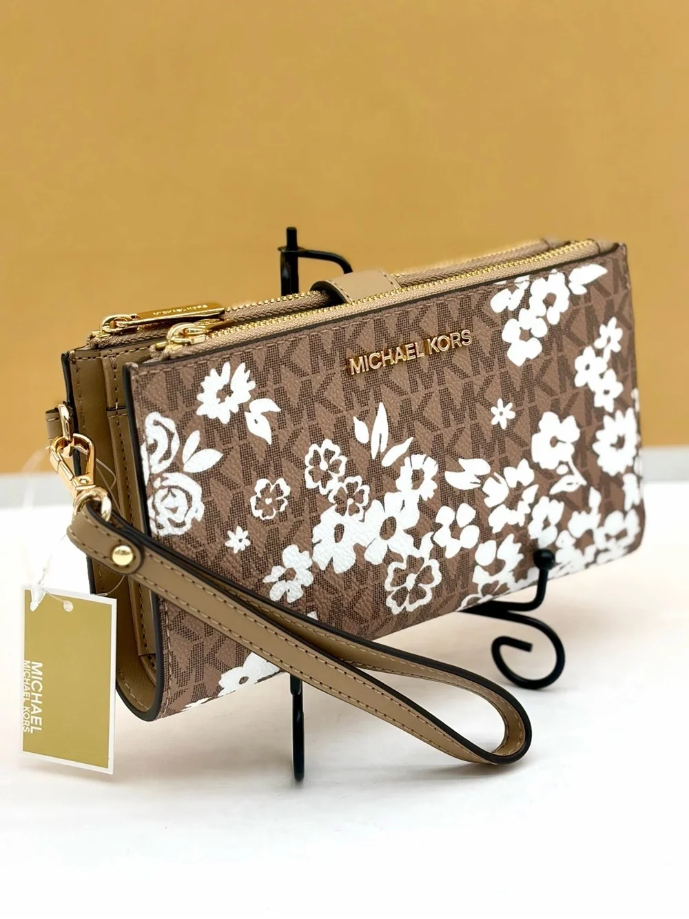 MICHAEL KORS JST Lg Double Zip Printed Signature Logo Wristlet Wallet